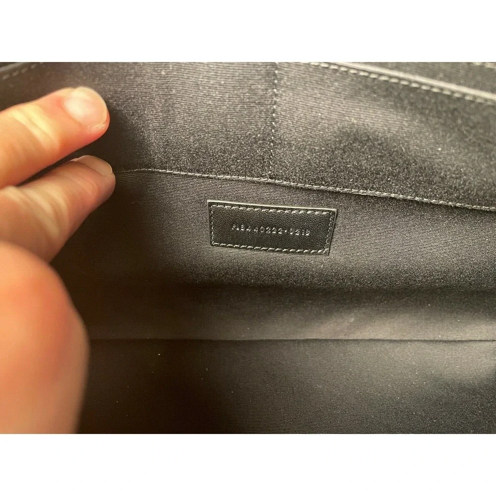 SAINT LAURENT PARIS Matelasse Monogram 440222 Gray Leather Clutch Bag